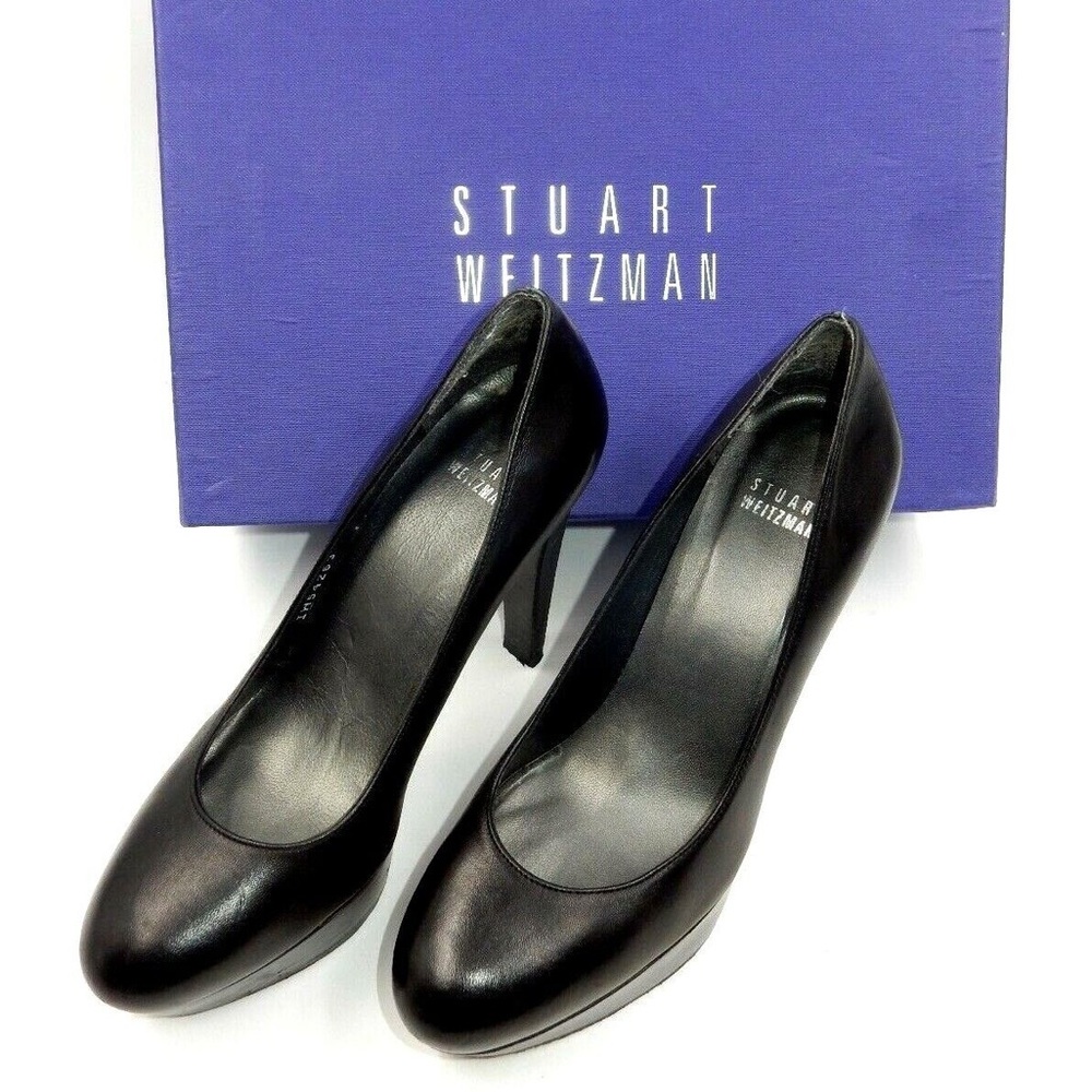 STUART WEITZMAN BLACK NAPPA STILTS CLOSED TOE PUMPS ~ WOMENS US SIZE: 7 M